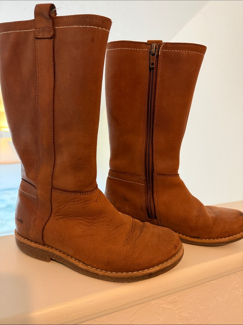 Clarks kids Tan Leather Mid-Calf Boots